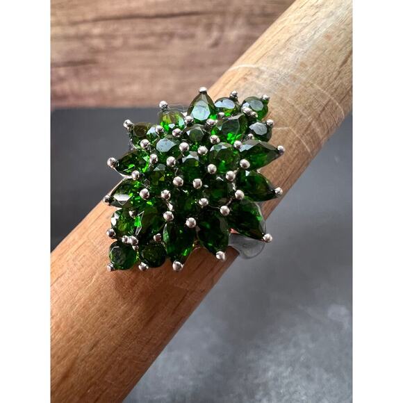 Chrome diopside sterling silver cocktail ring size 8 - Picture 1 of 16